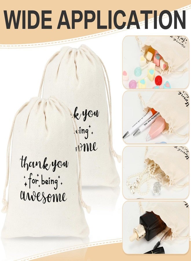 Fumete 20 Pcs Gift Drawstring Bags for Employee Coworker Teacher Colleague, Thank You for Being Awesome Bags, Thank You Gift for Employee Coworker Appreciation(5 x 7 Inch,White & Black) - Image 3